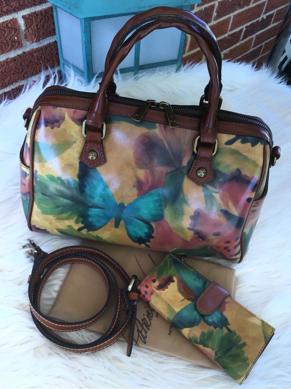 Patricia Nash Skye leather Barrel satchel and wallet set butterfly - Picture 4 of 16